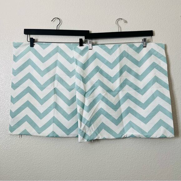 Zara Other - 2x H&M Home Light Blue Ivory White Chevron Stripe Throw Pillow Covers
